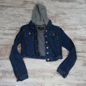 Poetry Jean Jacket Gray Hood Half Fit Style